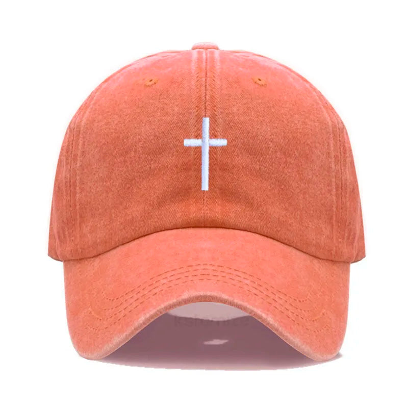 Cotton Baseball Cap for Men & Women - Unisex Cross Embroidery Dad Hat, Sun Protection, Adjustable Outdoor Sports Cap