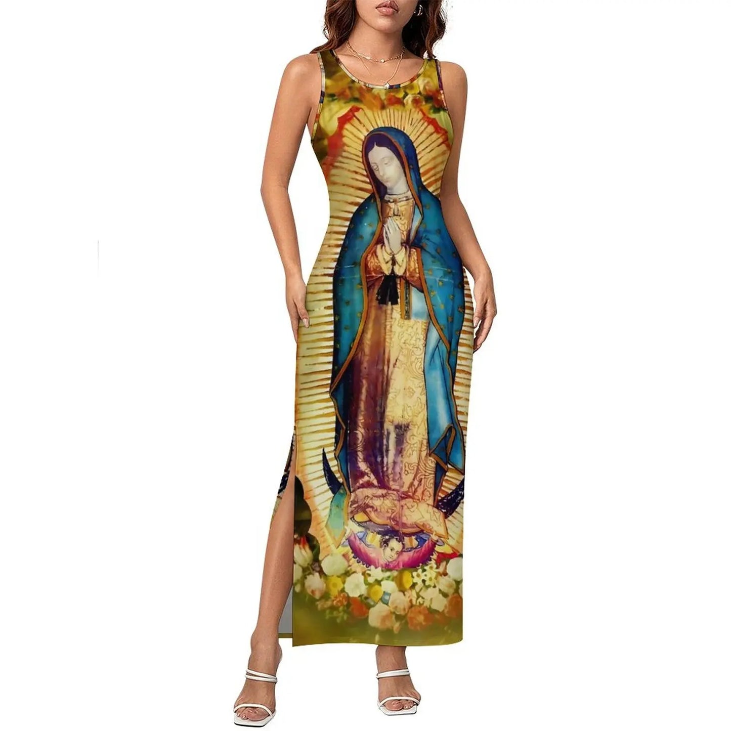 Virgin Mary Catholic Christian Sleeveless Bodycon Maxi Dress