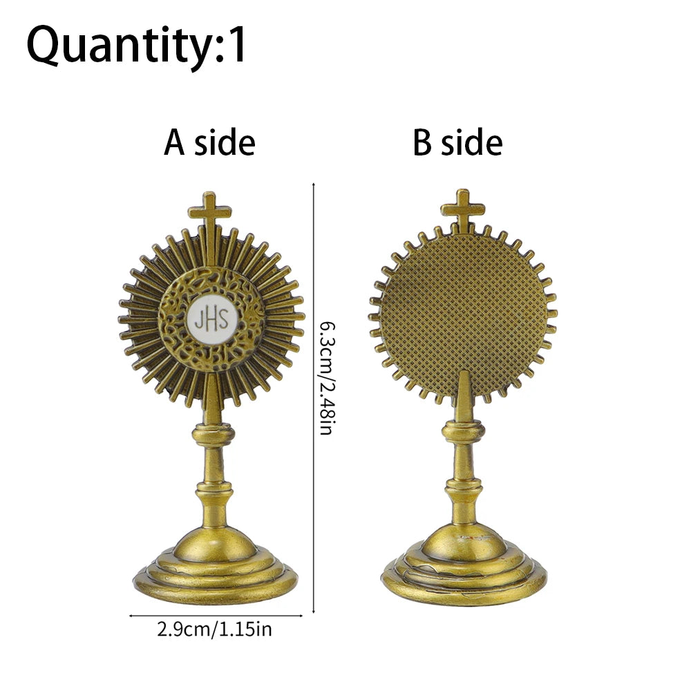 Mini Catholic JHS Metal Ornament – Decorative Religious Charm for Car, Home & Office