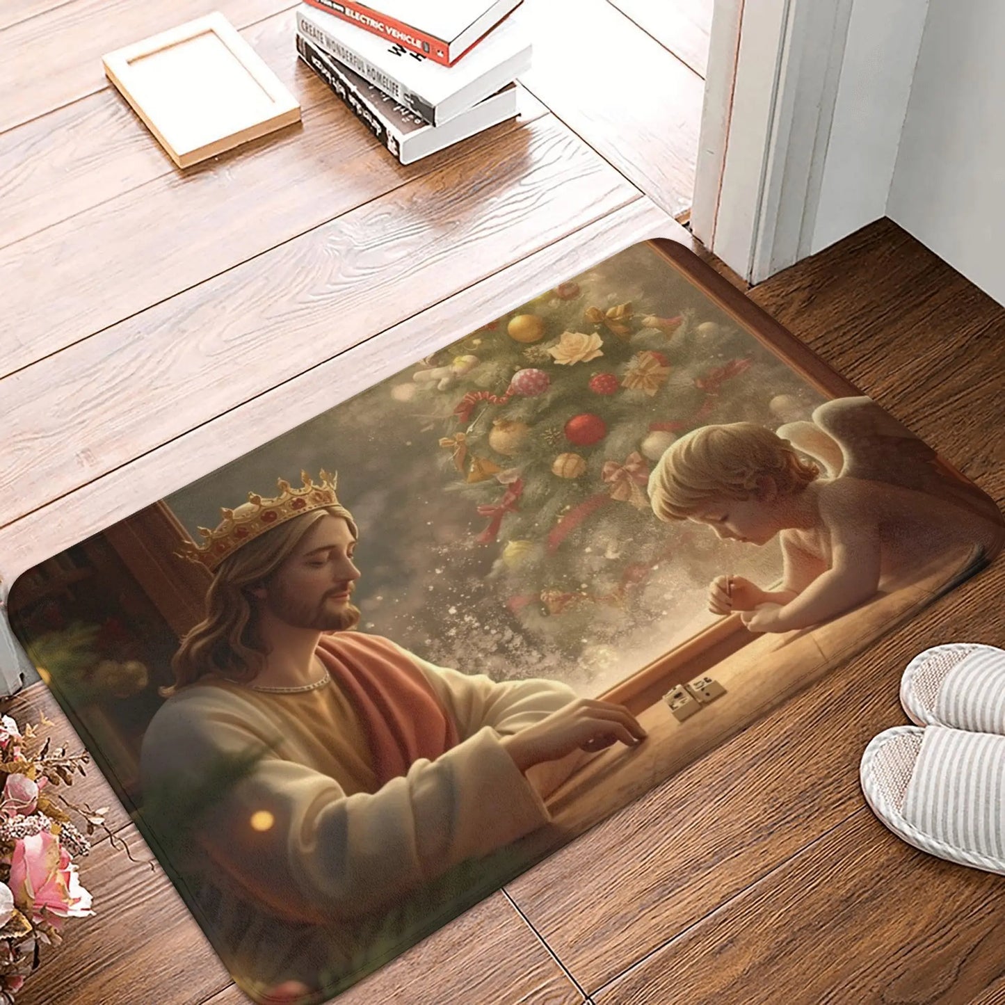 Jesus Religious Door Mat – Anti-Slip, Waterproof, Modern Printed Rug for Bedroom, Kitchen, Bathroom, Balcony, Entrance, or Prayer Area