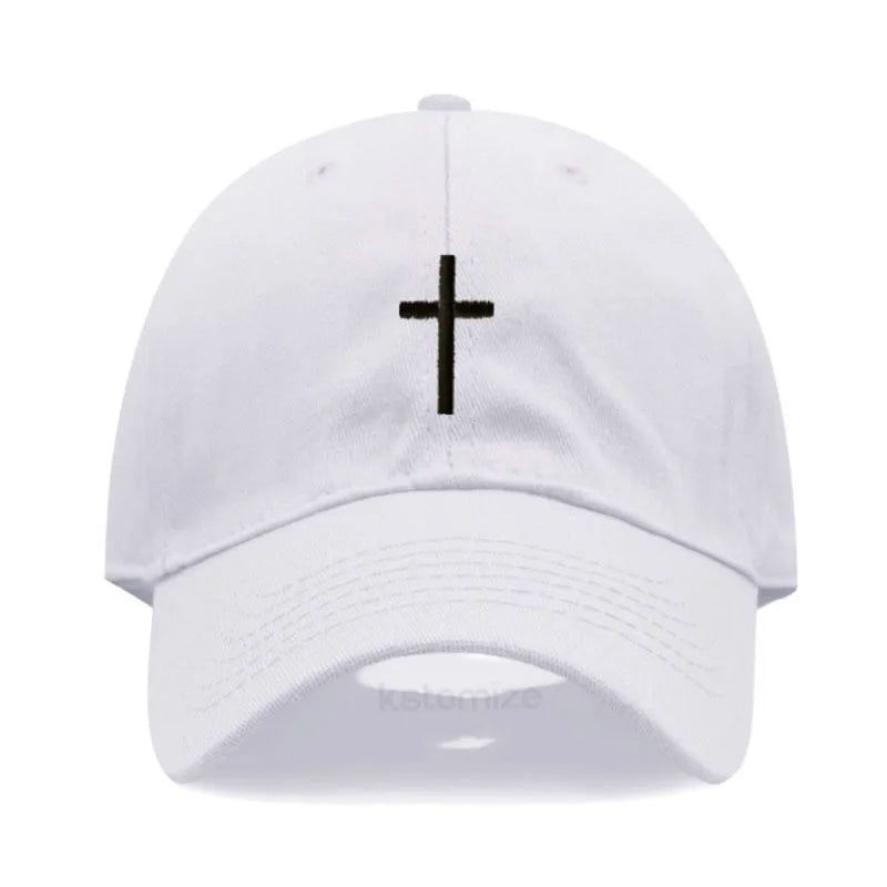 Cotton Baseball Cap for Men & Women - Unisex Cross Embroidery Dad Hat, Sun Protection, Adjustable Outdoor Sports Cap