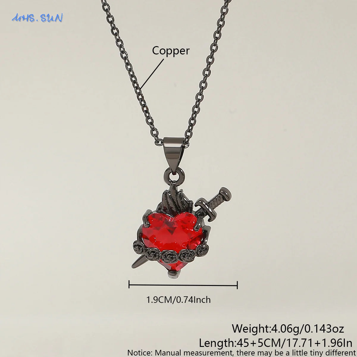 Sacred Heart of Jesus Cross Pendant Necklace with Cubic Zirconia