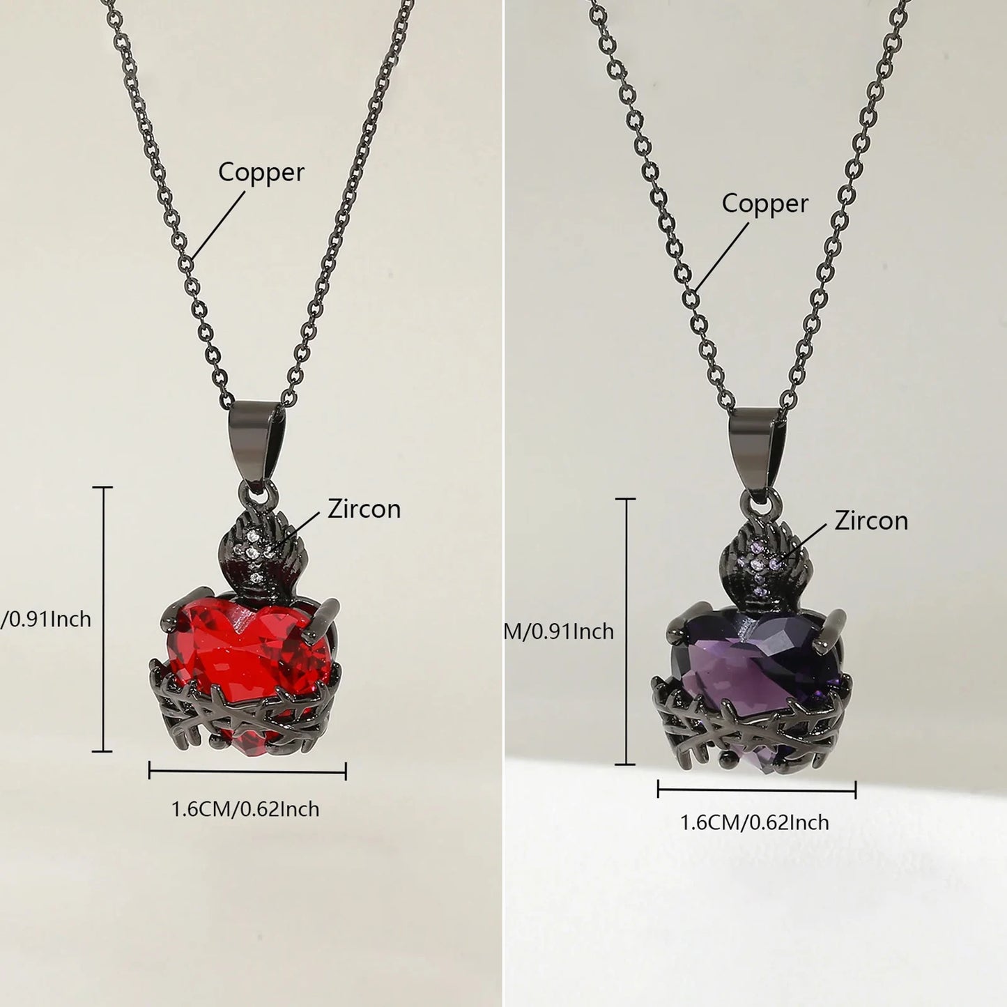 Sacred Heart of Jesus Cross Pendant Necklace with Cubic Zirconia