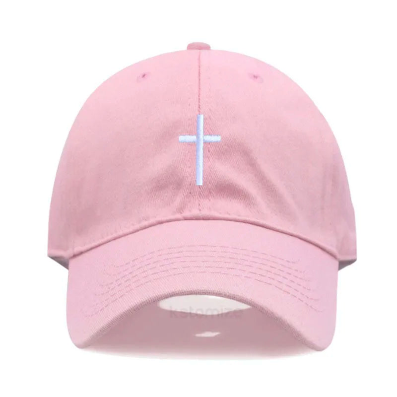 Cotton Baseball Cap for Men & Women - Unisex Cross Embroidery Dad Hat, Sun Protection, Adjustable Outdoor Sports Cap