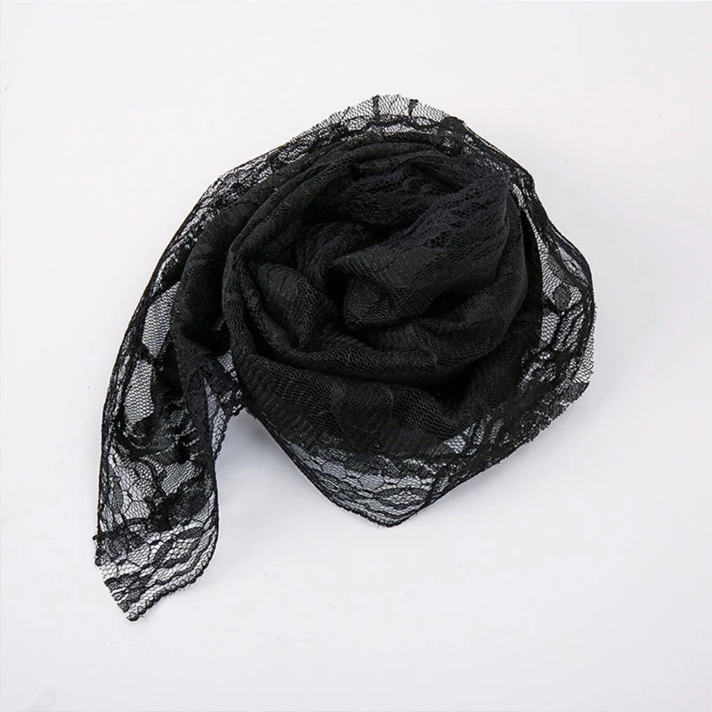 Lace Mantilla Veil Soft and Comfortable 2 Colors Black and White Spanish Style Rose Lace Veil for Head Covering D Shape