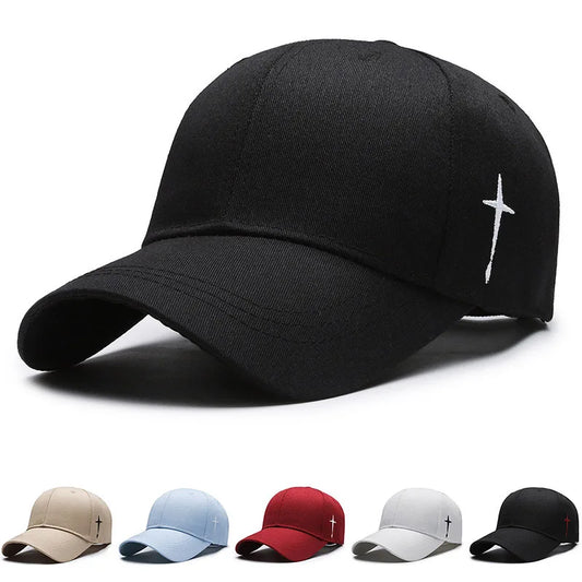 Unisex Simple Cross Embroidery Baseball Caps Spring and Autumn Outdoor Adjustable Casual Hat Sunscreen Hat