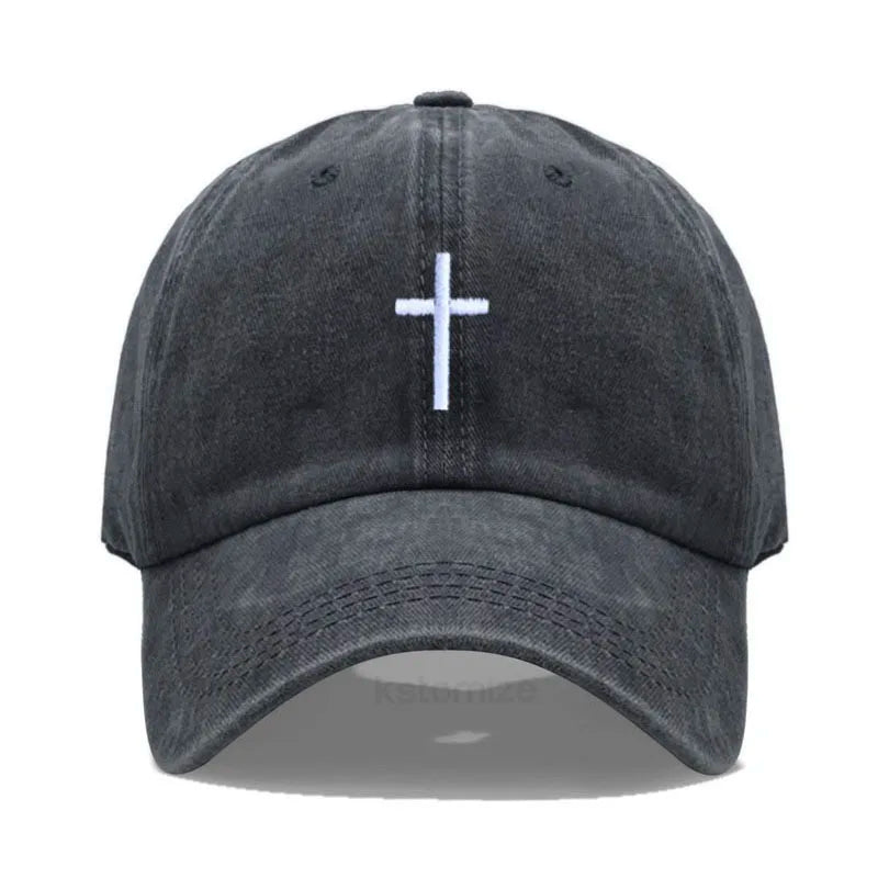 Cotton Baseball Cap for Men & Women - Unisex Cross Embroidery Dad Hat, Sun Protection, Adjustable Outdoor Sports Cap