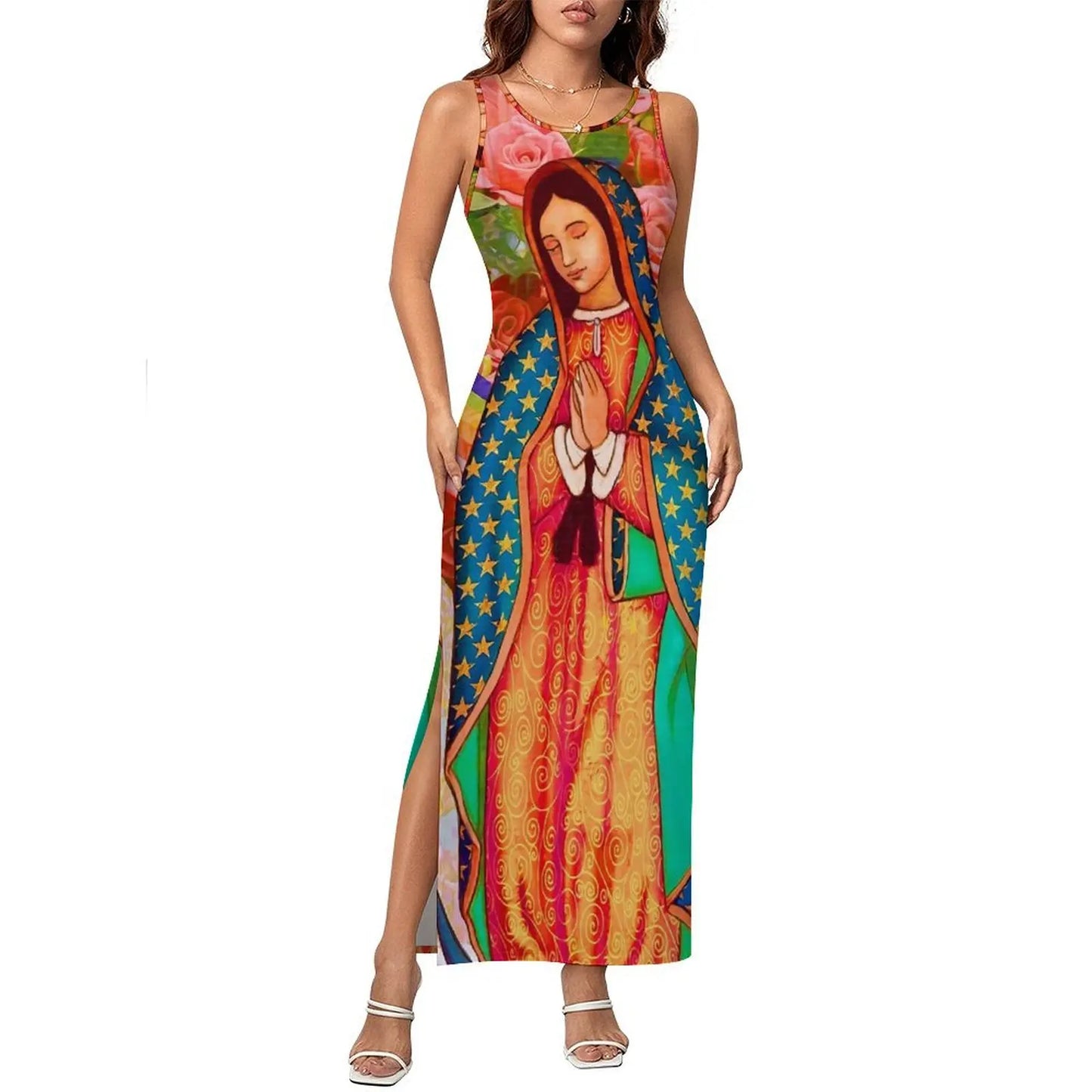 Virgin Mary Catholic Christian Sleeveless Bodycon Maxi Dress