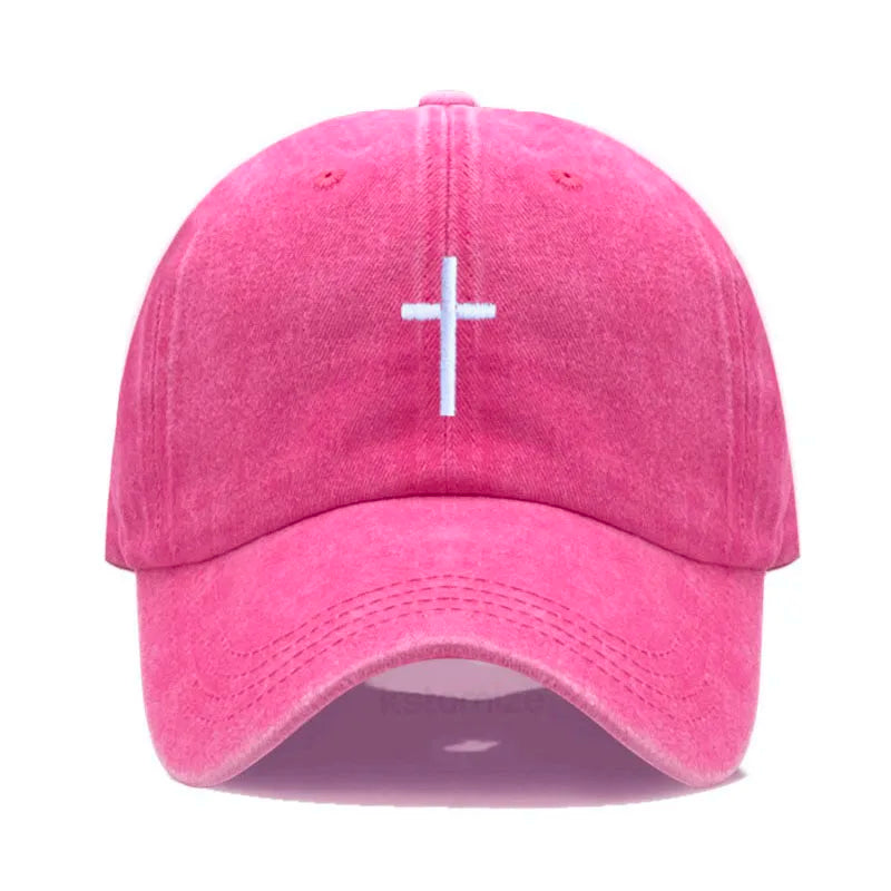 Cotton Baseball Cap for Men & Women - Unisex Cross Embroidery Dad Hat, Sun Protection, Adjustable Outdoor Sports Cap