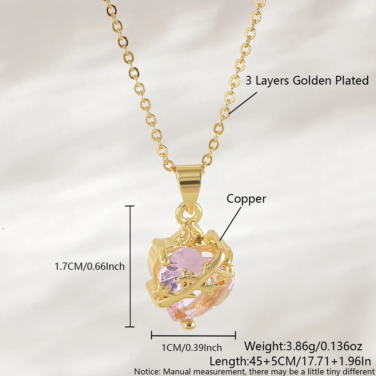 Sacred Heart of Jesus Cross Pendant Necklace with Cubic Zirconia