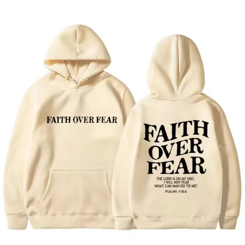 Faith Over Fear Hoodie - Bible Verse Pullover, Cozy & Stylish for Men & Women, Fleece Hoodie for Autumn & Winter