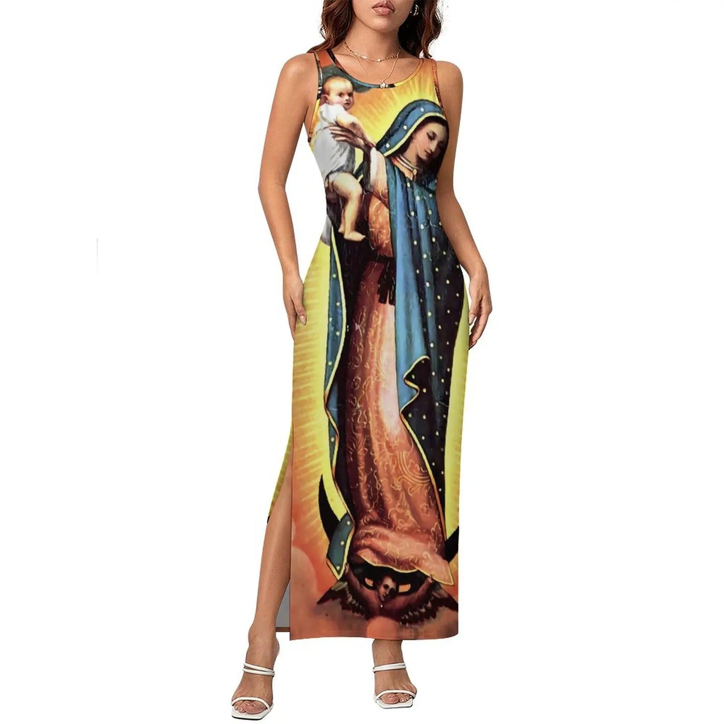 Virgin Mary Catholic Christian Sleeveless Bodycon Maxi Dress