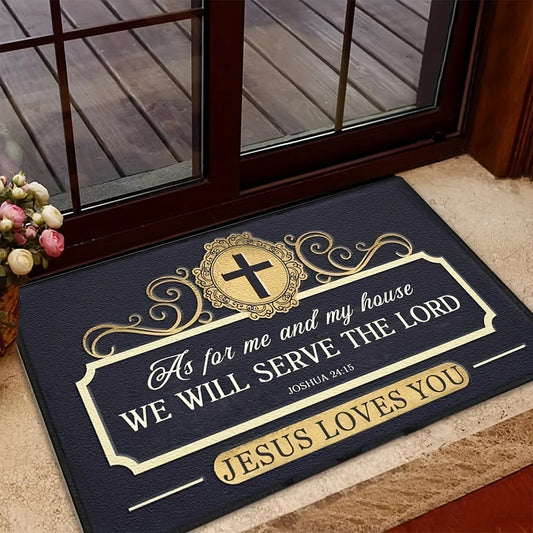 Christian Welcome Doormat – “Jesus” Religious Entry Rug, Non-Slip, 100% Polyester, 40x60cm