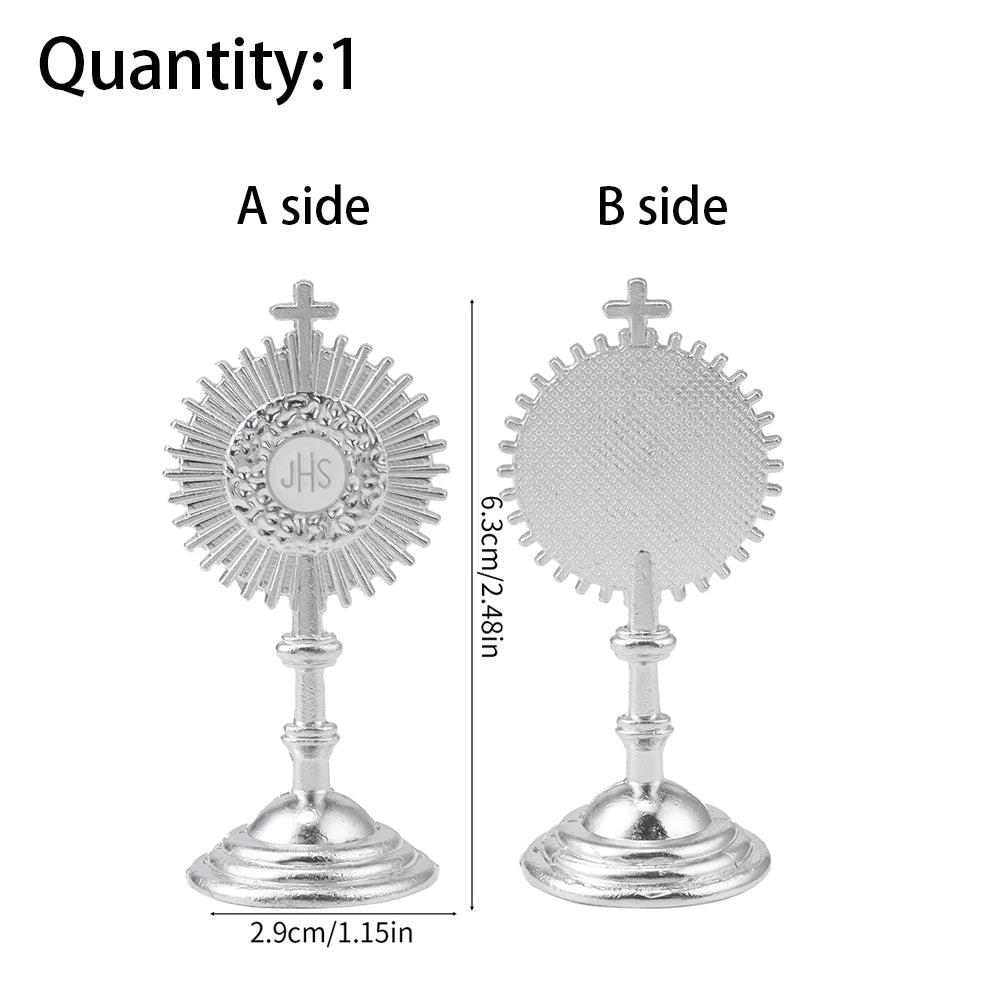 Mini Catholic JHS Metal Ornament – Decorative Religious Charm for Car, Home & Office