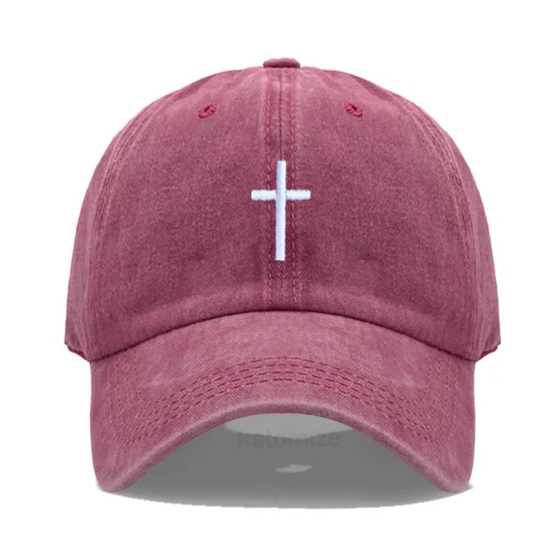 Cotton Baseball Cap for Men & Women - Unisex Cross Embroidery Dad Hat, Sun Protection, Adjustable Outdoor Sports Cap
