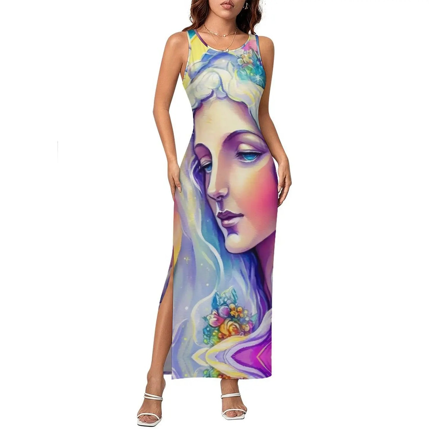 Virgin Mary Catholic Christian Sleeveless Bodycon Maxi Dress