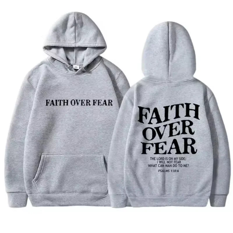 Faith Over Fear Hoodie - Bible Verse Pullover, Cozy & Stylish for Men & Women, Fleece Hoodie for Autumn & Winter