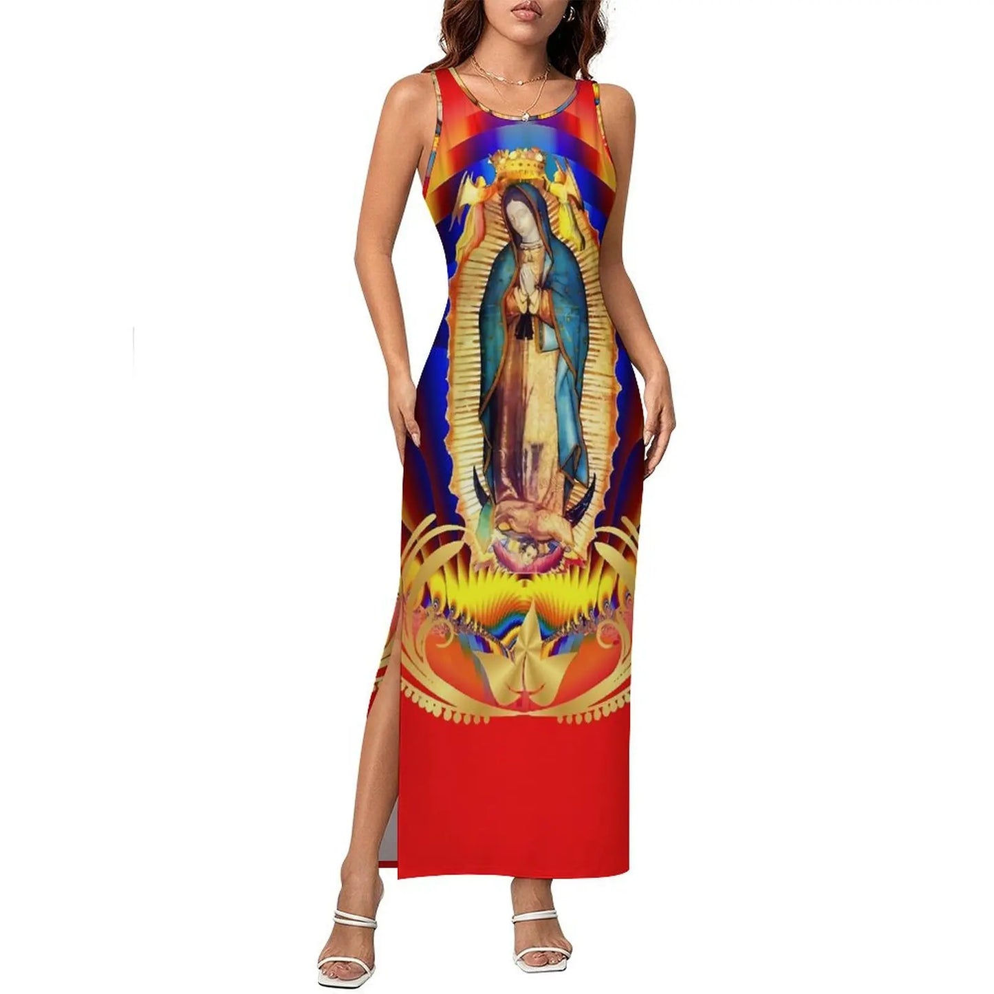 Virgin Mary Catholic Christian Sleeveless Bodycon Maxi Dress
