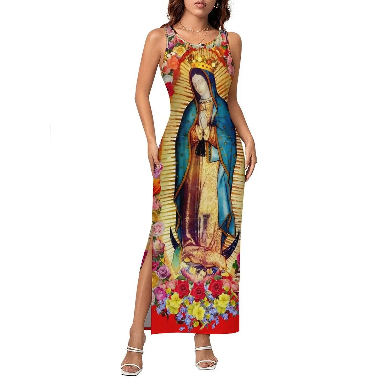 Virgin Mary Catholic Christian Sleeveless Bodycon Maxi Dress