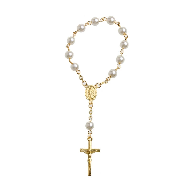 Catholic Baptism Mini Rosary Favor – Our Lady of Guadalupe & Cross Christening Keepsake