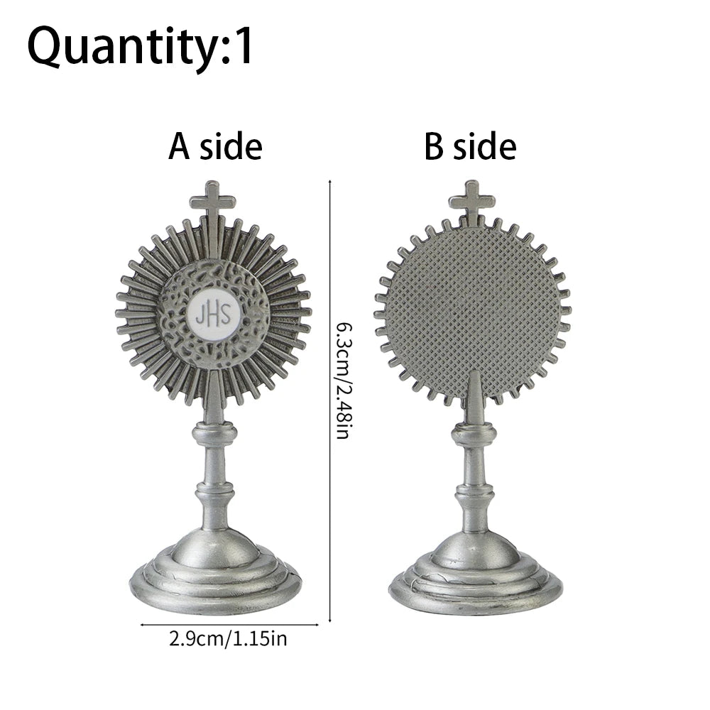 Mini Catholic JHS Metal Ornament – Decorative Religious Charm for Car, Home & Office