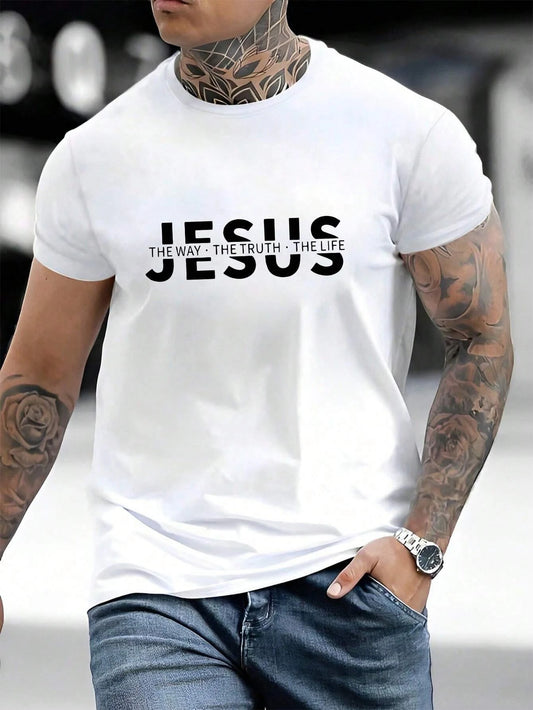 "Jesus - the way the truth the life"  Men Custom Cotton T-shirt Luxury Brand Fashion Top Casual Short Sleeve Streetwear Classic Print New Arrival Tee