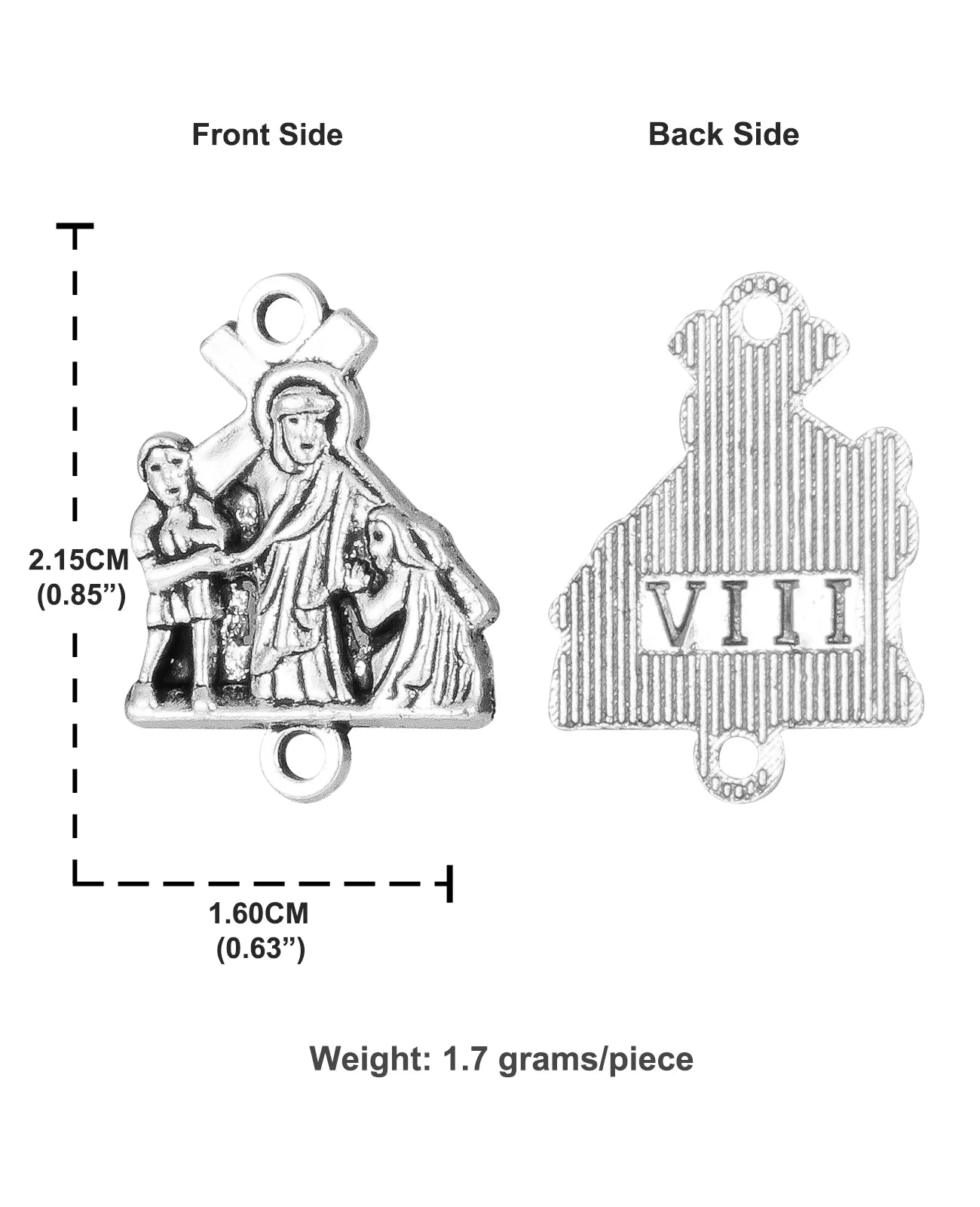 Stations of the Cross 16-Piece Medals Set - Crucifix, Jesus Cross, Crown of Thorns Pendants for Rosary DIY Accessories