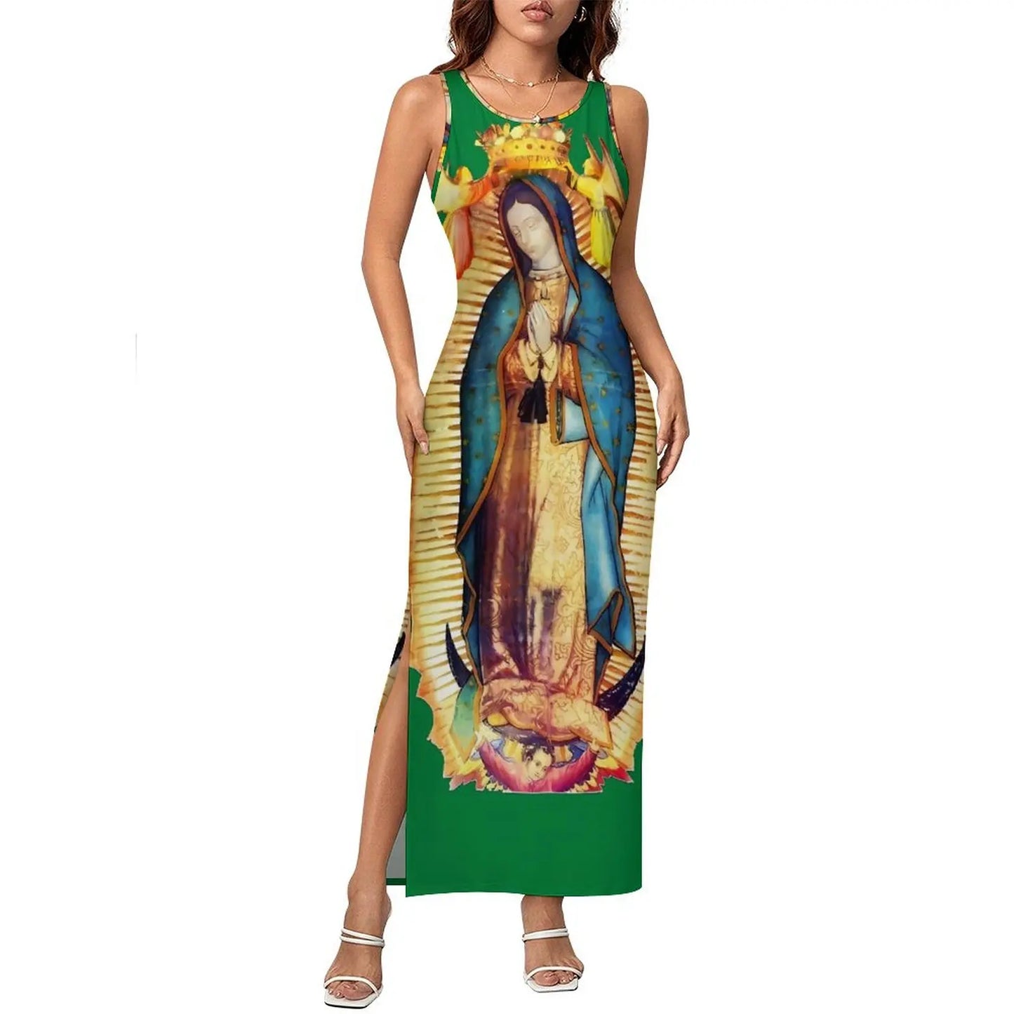 Virgin Mary Catholic Christian Sleeveless Bodycon Maxi Dress
