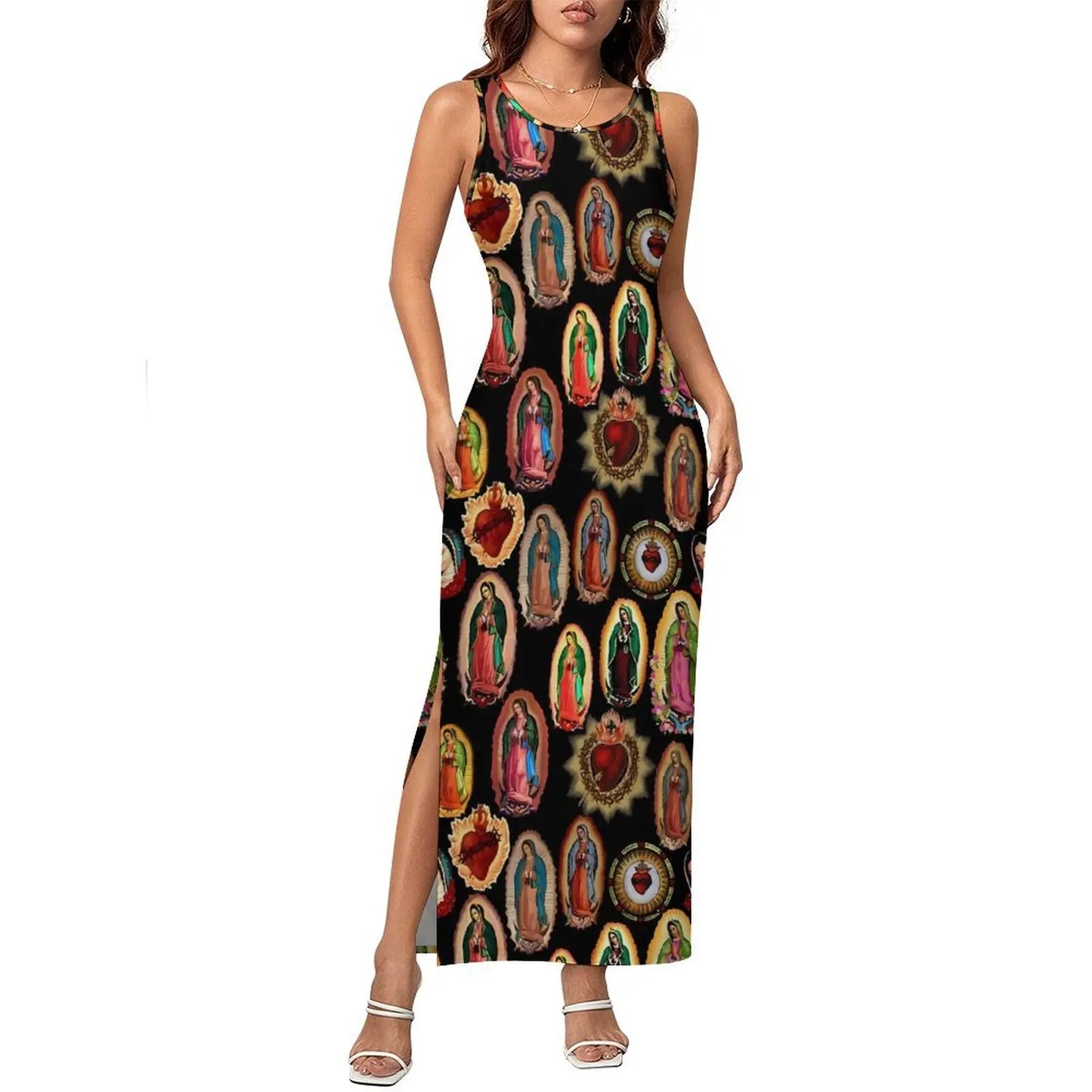 Virgin Mary Catholic Christian Sleeveless Bodycon Maxi Dress