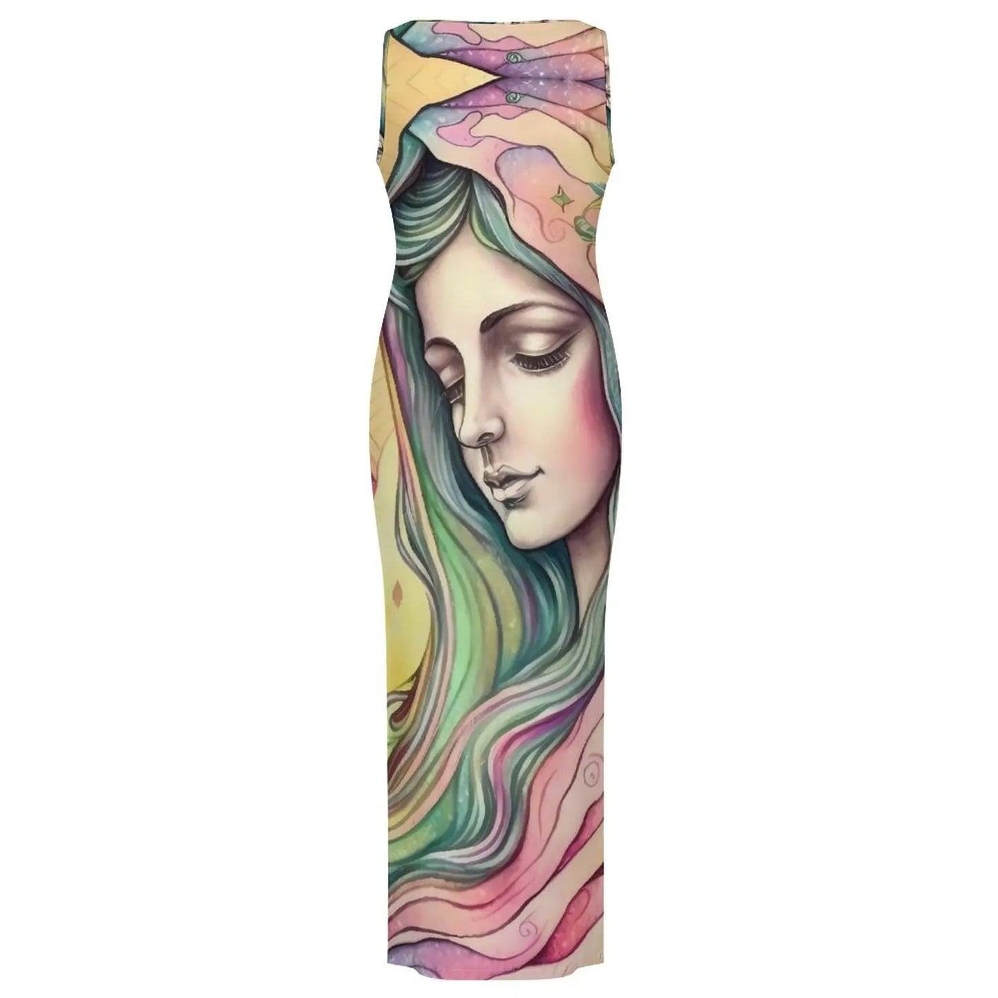 Virgin Mary Catholic Christian Sleeveless Bodycon Maxi Dress