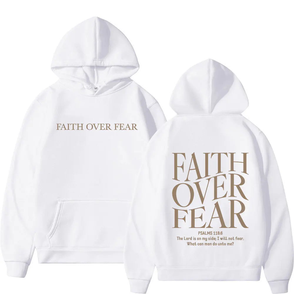 Faith Over Fear Christian Hoodie – Jesus Bible Verse Graphic, Oversized Fleece Sweatshirt for Men & Women