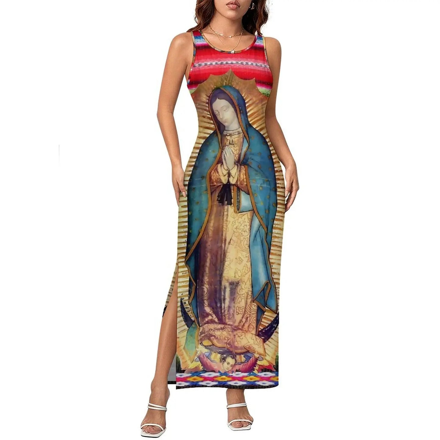 Virgin Mary Catholic Christian Sleeveless Bodycon Maxi Dress