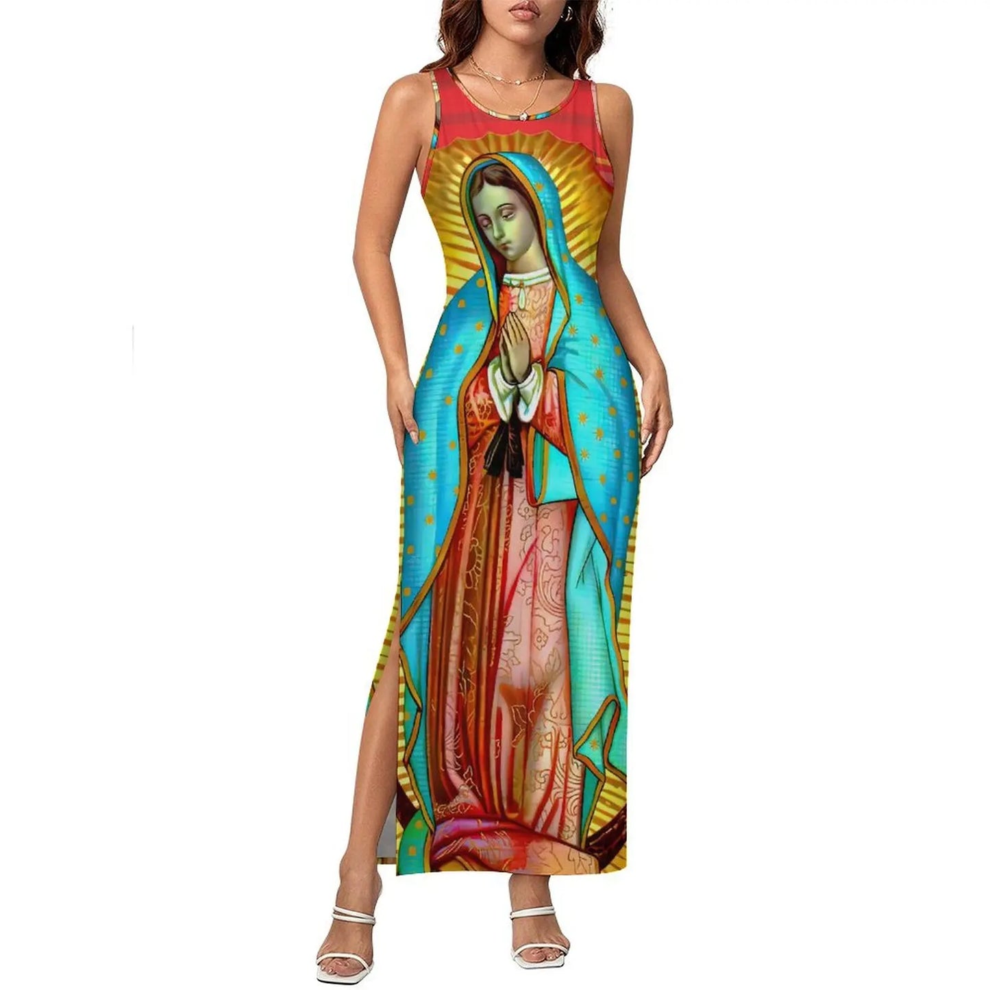 Virgin Mary Catholic Christian Sleeveless Bodycon Maxi Dress