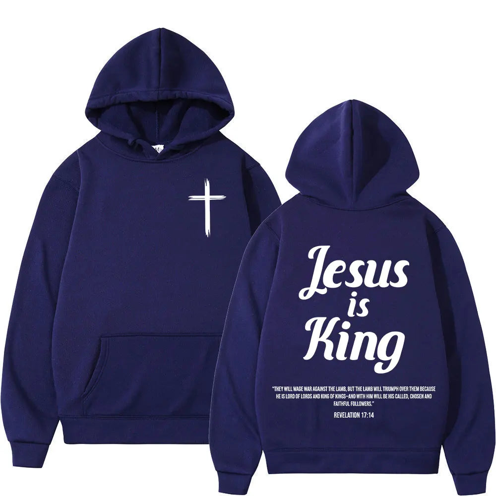 “Jesus Is King” Christian Hoodie – Unisex Fleece Sweatshirt
