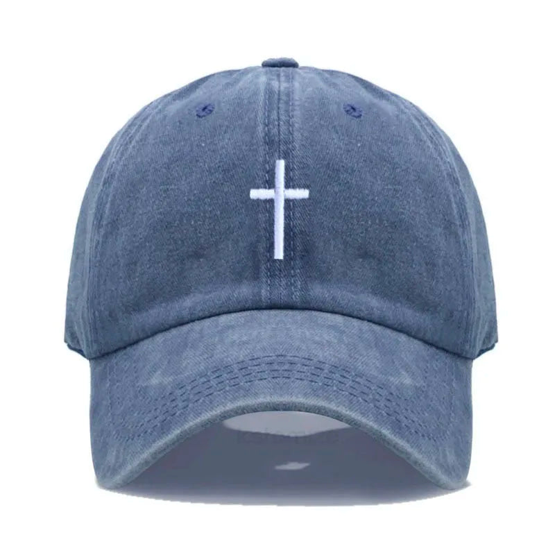 Cotton Baseball Cap for Men & Women - Unisex Cross Embroidery Dad Hat, Sun Protection, Adjustable Outdoor Sports Cap