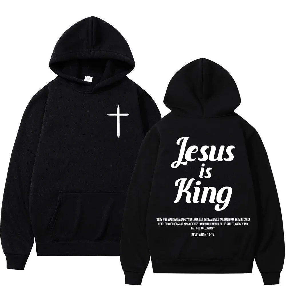 “Jesus Is King” Christian Hoodie – Unisex Fleece Sweatshirt