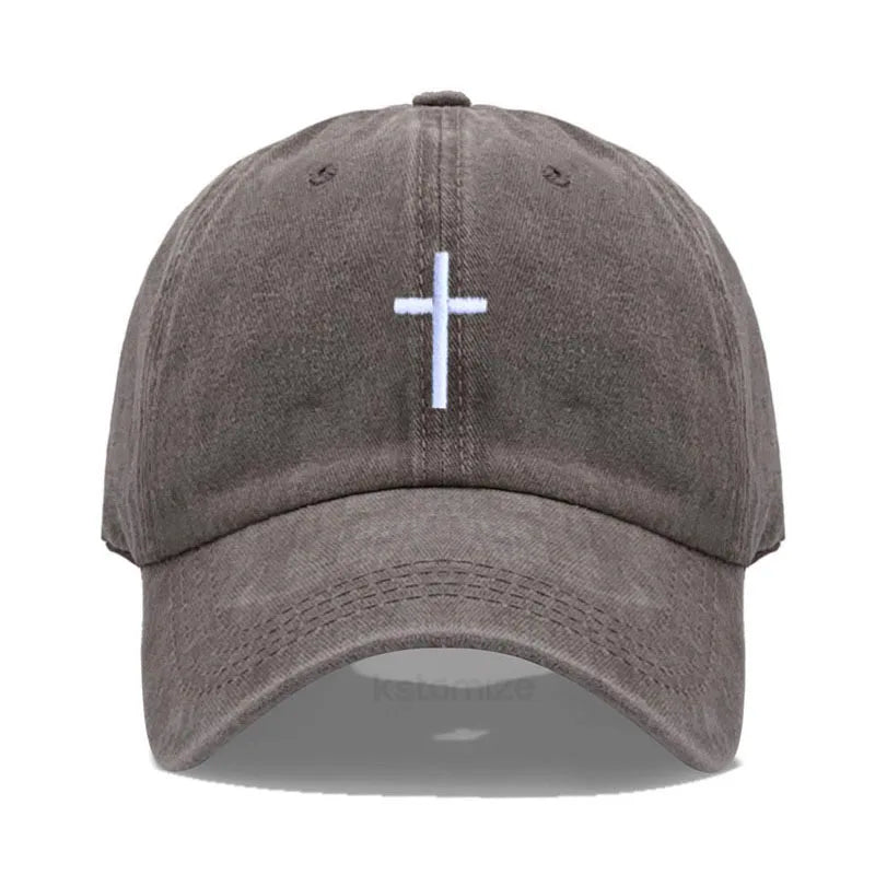 Cotton Baseball Cap for Men & Women - Unisex Cross Embroidery Dad Hat, Sun Protection, Adjustable Outdoor Sports Cap
