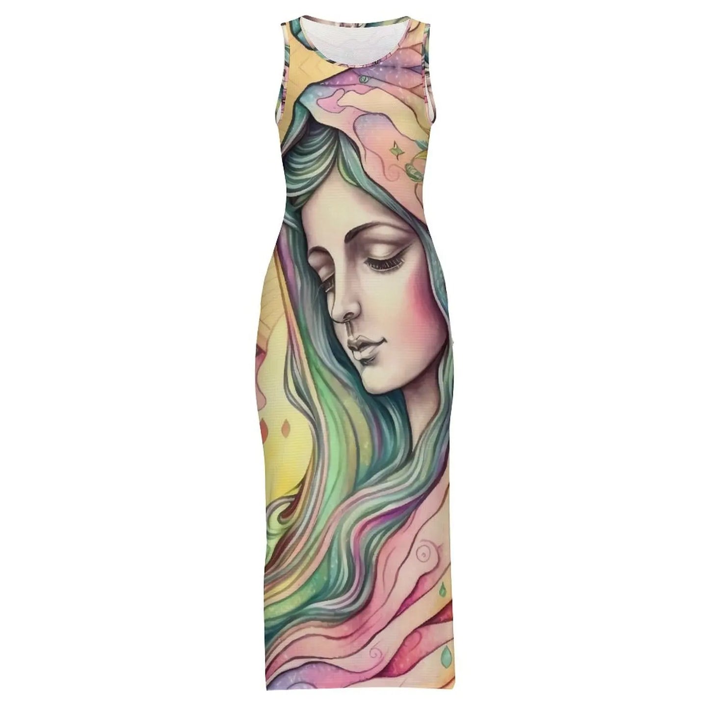 Virgin Mary Catholic Christian Sleeveless Bodycon Maxi Dress