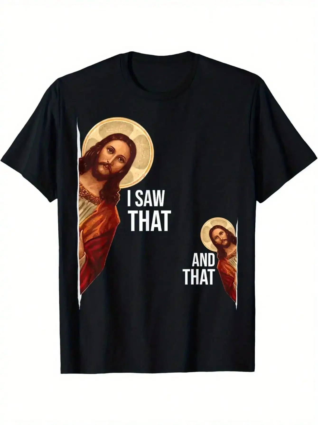 I Saw That Bible Quote  Men's Casual Custom Cotton T-Shirt With Jesus  Graphic Print - Black