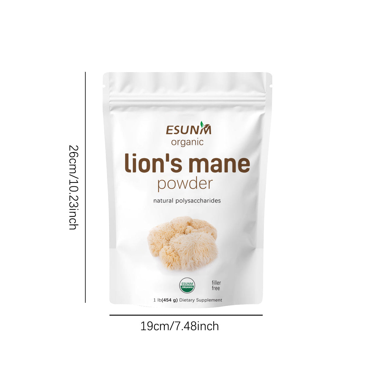 Food Health Organic Lion’s Mane Mushroom Powder 454 g – 100% Natural, No Additives – Suitable for Adult Dietary Use