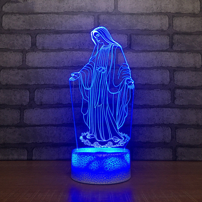 Mary Bible Cross 3D Night Light – Christian Acrylic Table Lamp with Touch & Remote Control