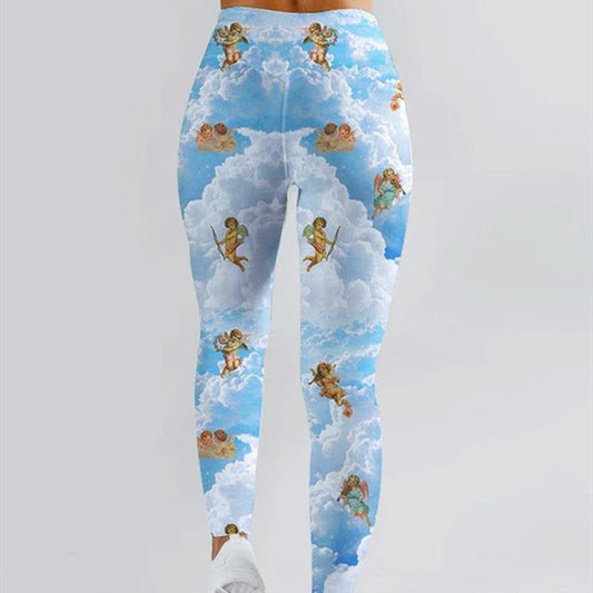 3D Printed Cropped Leggings – Slim Fit Cashmere Blend, Festival-Inspired, S–3XL