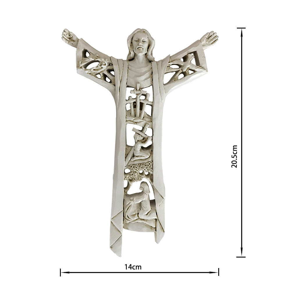 Resin Wall-Mounted Cross Ornament – European Retro Style Decorative Wall Craft