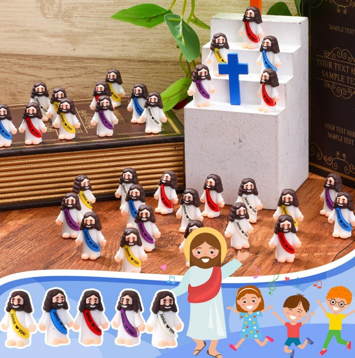 Mini Jesus Ornaments Set Of 25, 5 Random Colors