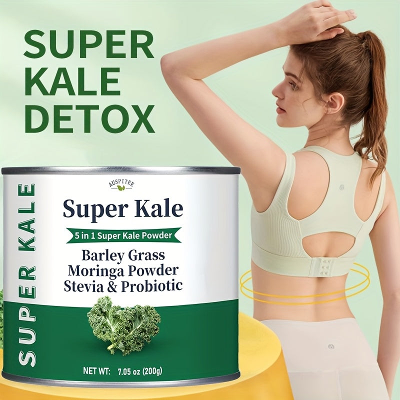 Super Kale Powder 5-in-1 – 7.05oz (200g), With Probiotics, Kale, Argan Leaf, Rice & Maltodextrin – For Smoothies & Beverages