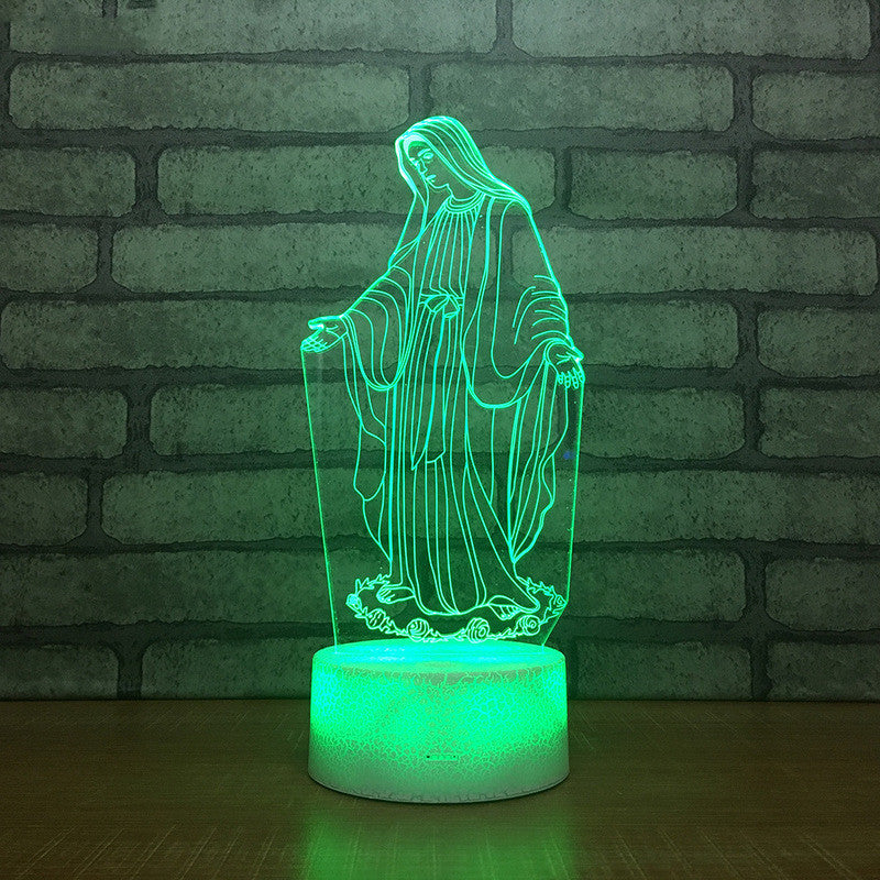 Mary Bible Cross 3D Night Light – Christian Acrylic Table Lamp with Touch & Remote Control