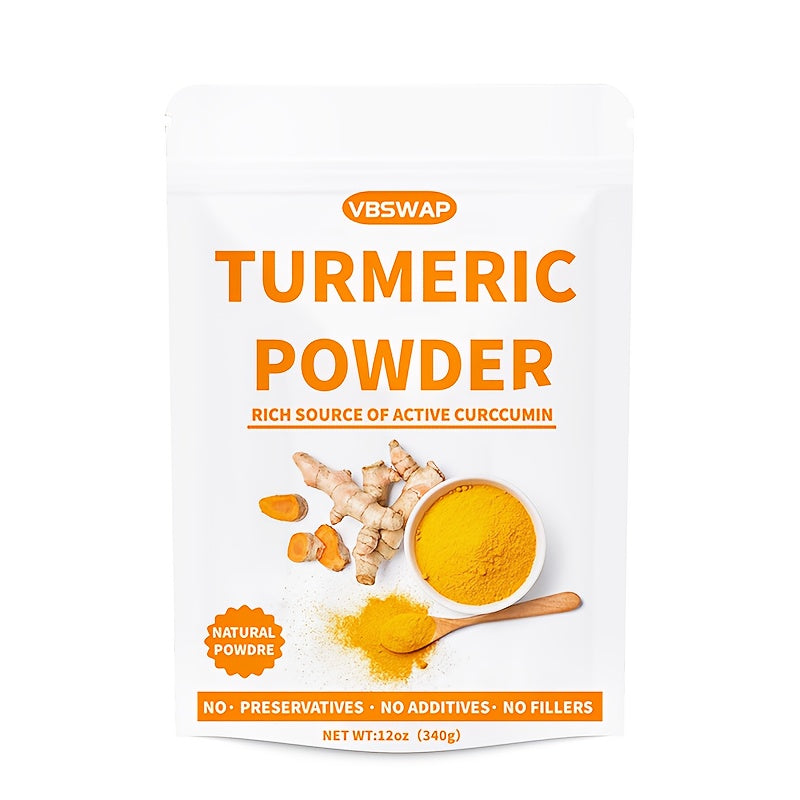 VBSWAP Turmeric Powder 12oz (340g) – Ground Raw Turmeric Root, Preservative-Free, No Additives – For Cooking & Seasoning