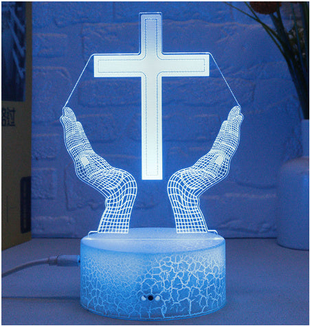 Mary Bible Cross 3D Night Light – Christian Acrylic Table Lamp with Touch & Remote Control
