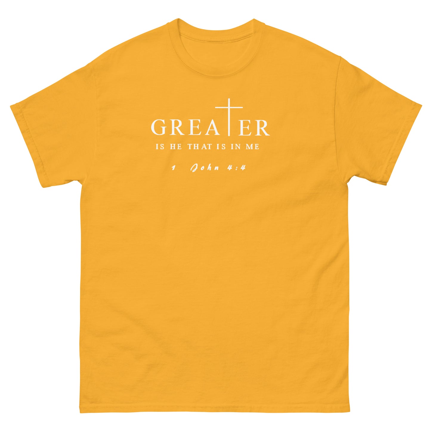 Greater Is He That Is In Me Christian T-Shirt – front view