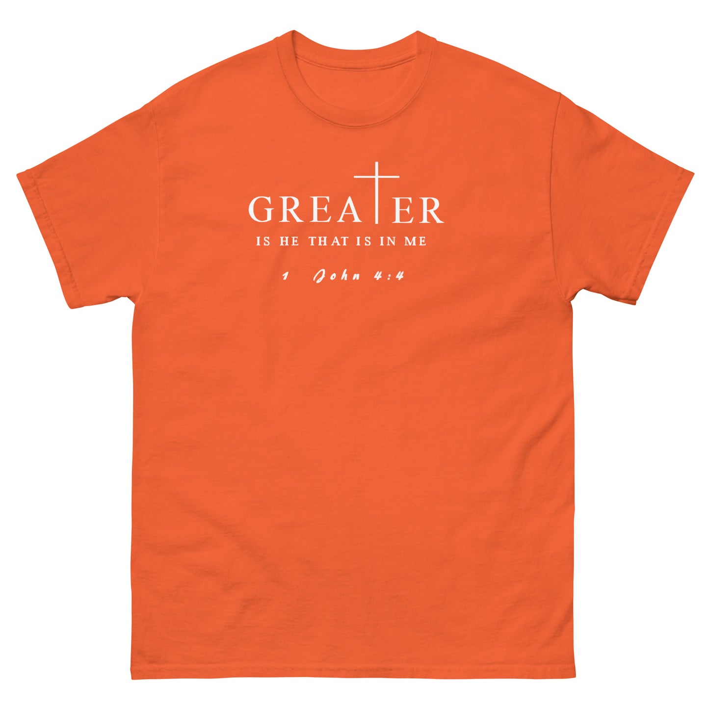 Greater Is He That Is In Me Christian T-Shirt – front view